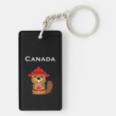 Porte-clés Castor Canada mignon avec feuille d'érable couleur (Dos)