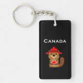 Porte-clés Castor Canada mignon avec feuille d'érable couleur (Devant)