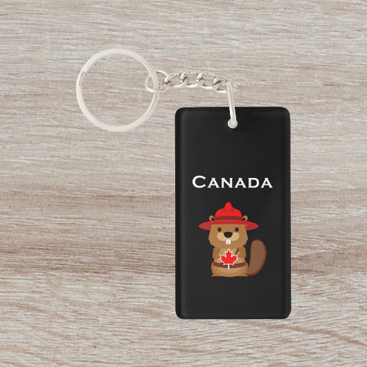 Porte-clés Castor Canada mignon avec feuille d'érable couleur