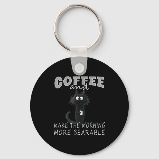 Porte-clés Cat And Coffee Tee Design, Funny-cat Morning Humor (Recto)