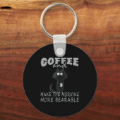Porte-clés Cat And Coffee Tee Design, Funny-cat Morning Humor (Recto)