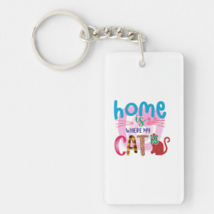 Porte-clés Cat Art Home Est Là Où Mon Chat Est