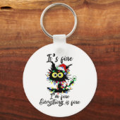 Porte-clés Cat Christmas It's Fine I'm Fine Everything Is Fin (Recto)
