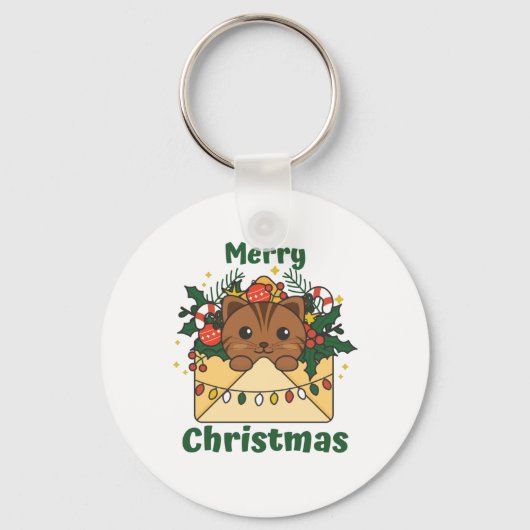 Porte-clés Cat Christmas Letter Winter Animals (Recto)
