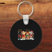Porte-clés Cat Christmas Lights Reindeer Santa Cat Lover Xmas (Recto)