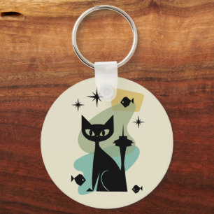 Porte-clés Cat de Seattle moderne du milieu du siècle