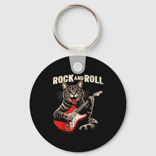 Porte-clés Cat Electric Guitar Rock And Roll Rocker Kitten Me (Recto)