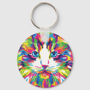 Porte-clés Cat Face géométrique Prismatic Design-32453