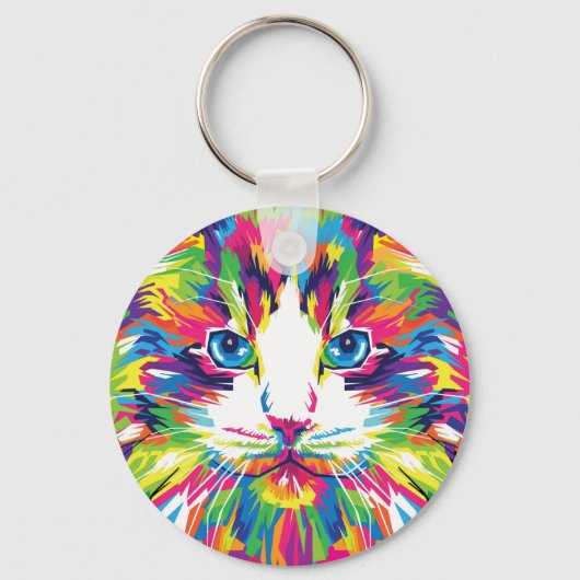 Porte-clés Cat Face géométrique Prismatic Design-32453 (Recto)