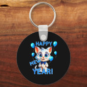 Porte-clés Cat Happy New Year Mew Year Funny New Years Party (Recto)