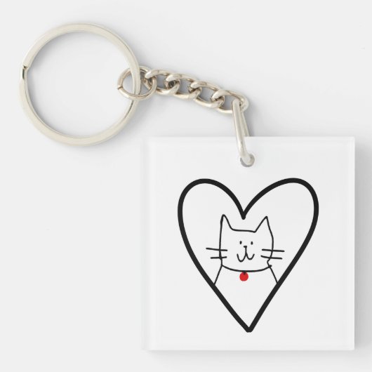 Porte-clés Cat in Heart Doodle  (Devant)