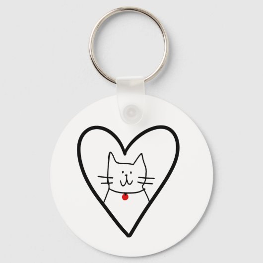 Porte-clés Cat in Heart Doodle  (Recto)