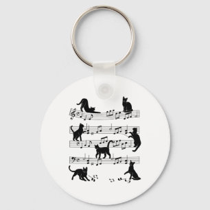 Porte-clés Cat Kitty Jouer Musique Clef Piano Musicien Art