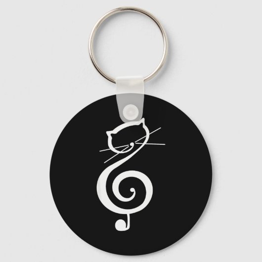 Porte-clés Cat Kitty Treble Music Clef Funny Cat Music Notes (Recto)