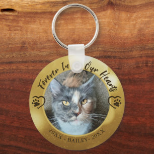 Porte-clés Cat Memorial Forever dans nos coeurs Photo Paw Hea