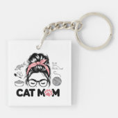 Porte-clés "Cat Mom" Funny Cute Cat Lover Women (Dos)