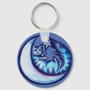 Porte-clés Cat Moon Caturday Star Art Purple Moon Cat