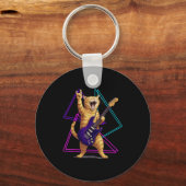 Porte-clés Cat Playing Guitar Rock Star Rock And Roll Men Wom (Recto)