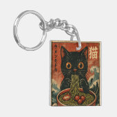 Porte-clés Cat Ramen Japonais drôle Graphisme Kawaii Cat Anim (Devant gauche)