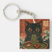 Porte-clés Cat Ramen Japonais drôle Graphisme Kawaii Cat Anim (Devant)