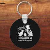 Porte-clés Cat Rat Dog Owner I Speak Fluent Meow Bark Squeak (Recto)