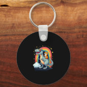 Porte-clés Cat Riding Dinosaur T-Rex Kitten Rainbow Dino Funn (Recto)