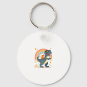 Porte-clés Cat Riding Dinosaur T-Rex Kitten Rainbow Dino Funn (Recto)
