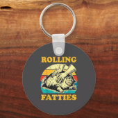 Porte-clés Cat Rolling Fatties Funny For Men Women  (Recto)