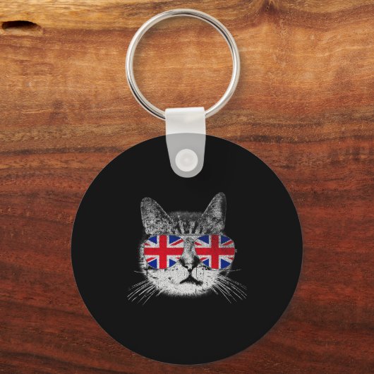 Porte-clés Cat Shirt Union Jack Flag Country Retro England Br (Recto)
