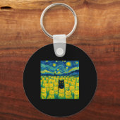Porte-clés Cat Starry Night Van Gogh Cat For Cat Lover  (Recto)