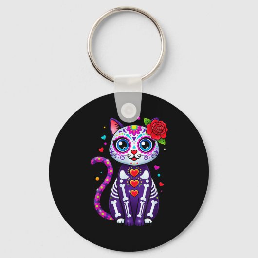 Porte-clés Cat Sugar Skull Cute Cat For Cat Lover Cat-m (Recto)