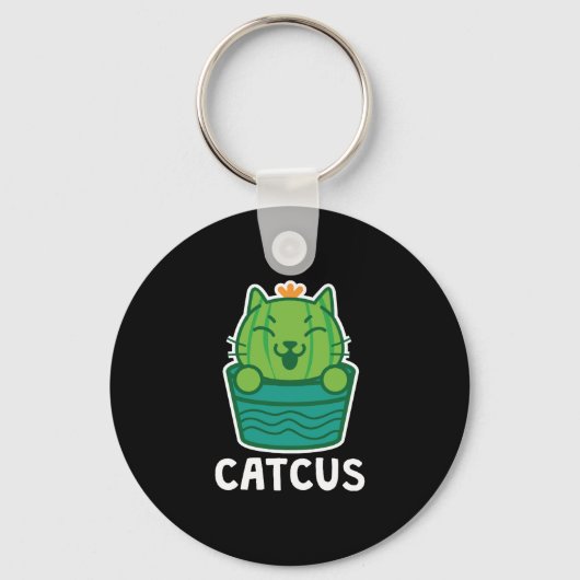 Porte-clés Catcus Drôle Amoureux des chats Cactus Succulent (Recto)