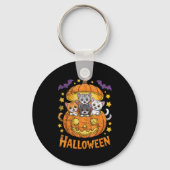Porte-clés Cats In Pumpkin Cute Halloween Kitties Funny (Recto)