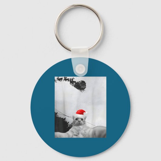Porte-clés Cats Meme Funny Cat Selfie With Santa Hat Christma (Recto)