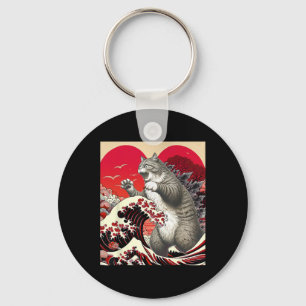 Porte-clés Catzilla Chat Valentine Art Japonais Cadeau Drôle