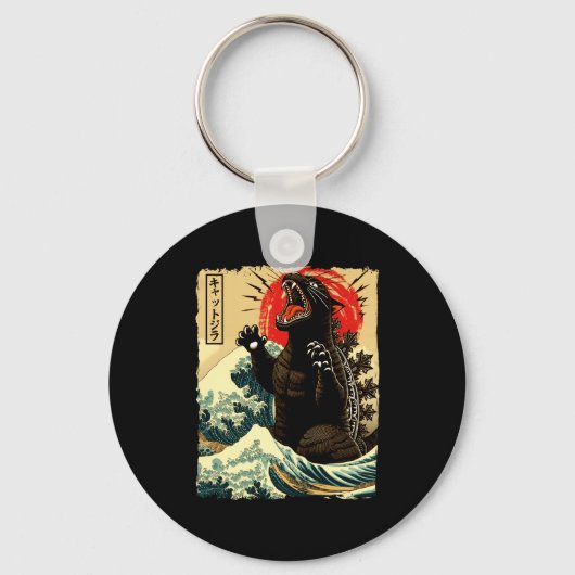 Porte-clés Catzilla drôle de style japonais  (Recto)