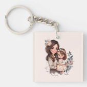 Porte-clés Caution adorable mère et fille (3) (Devant)