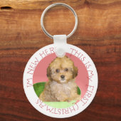 Porte-clés Cavachon chiot premier Noël (Recto)