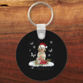 Porte-clés Cavachon Neige Arbre de Noël Lumières Pyjama Chien (Recto)