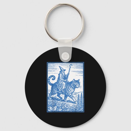 Porte-clés Cavalier chat sorcier drôle mignon mème (Recto)