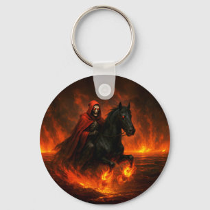 Porte-clés Cavalier de la Nuit Effrayant sur Étalon Noir