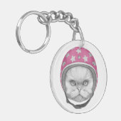 Porte-clés Cavalier de moto de chat persan (Devant gauche)