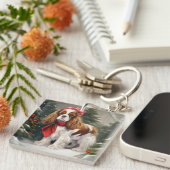 Porte-clés Cavalier King Charles Spaniel Chien Noël (Devant Droit)