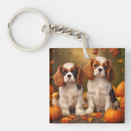 Porte-clés Cavalier King Charles Spaniel Chiot Citrouille d'a (Devant)