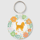 Porte-clés Cavalier King Charles Spaniel Fleur Orange Pastel (Recto)