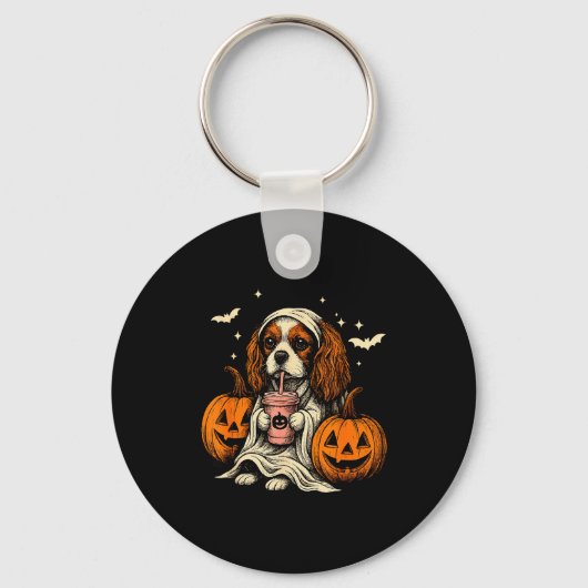 Porte-clés Cavalier King Charles Spaniel Ghost Halloween Cava (Recto)