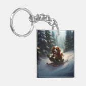Porte-clés Cavalier King Charles Spaniel neige de Noël (Devant gauche)