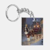 Porte-clés Cavalier King Charles Spaniel Noël Fêtard (Devant gauche)
