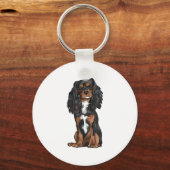 Porte-clés Cavalier King Charles Spaniel - Noir et Tan (Recto)