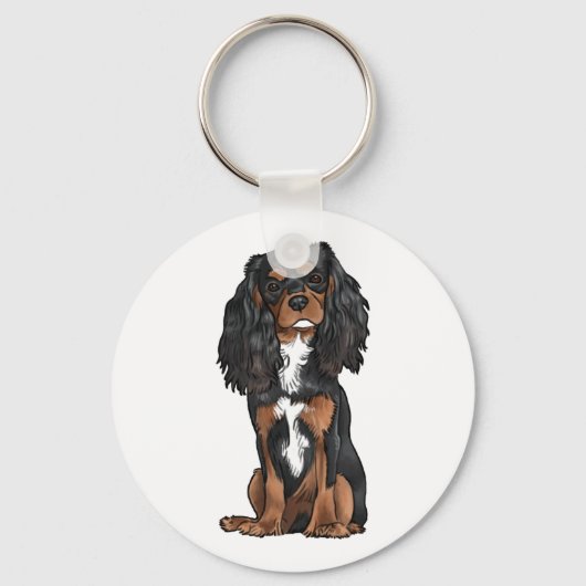 Porte-clés Cavalier King Charles Spaniel - Noir et Tan (Recto)